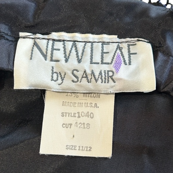 Vtg New Leaf by Samir 70’s 80’s Black Lace Maroon Ruched Beaded Dress Wmns 11/12 - Picture 2 of 14